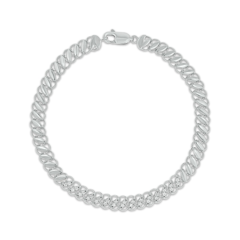 Main Image 1 of Diamond Vintage-Style Link Bracelet 1/4 ct tw 10K White Gold 7&quot;