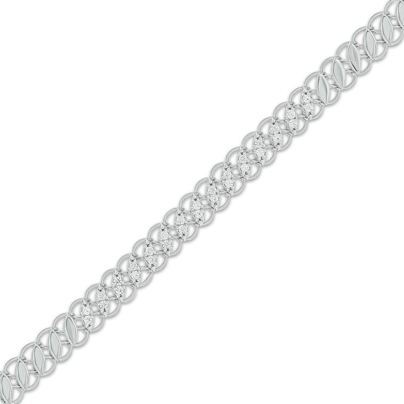 Diamond Vintage-Style Link Bracelet 1/4 ct tw 10K White Gold 7"