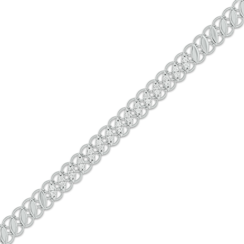 Main Image 2 of Diamond Vintage-Style Link Bracelet 1/4 ct tw 10K White Gold 7&quot;