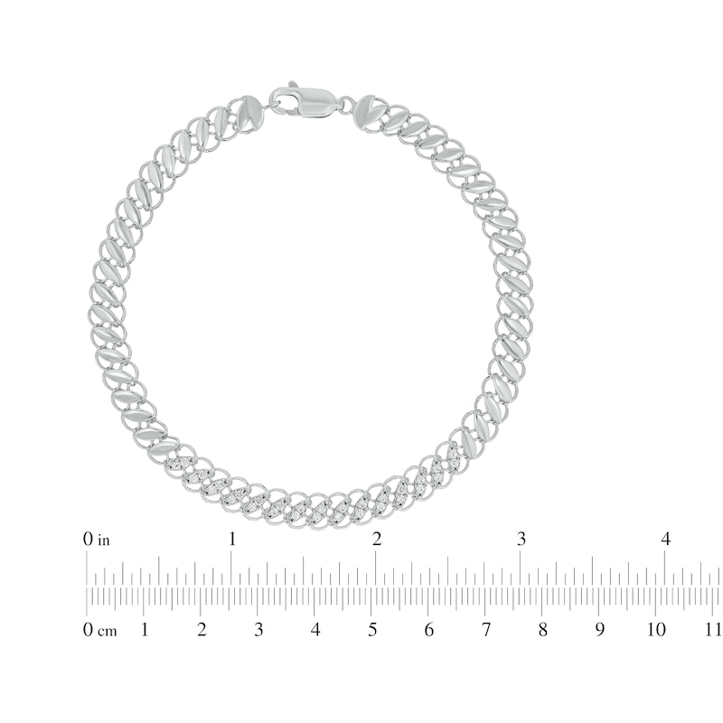 Diamond Vintage-Style Link Bracelet 1/4 ct tw 10K White Gold 7"