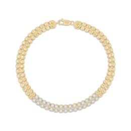Diamond Two-Row Vintage-Style Bracelet 1/3 ct tw 10K Yellow Gold 7"