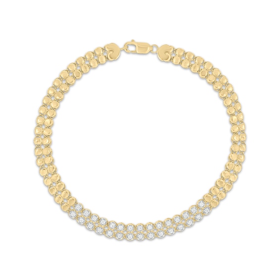 Diamond Two-Row Vintage-Style Bracelet 1/3 ct tw 10K Yellow Gold 7"