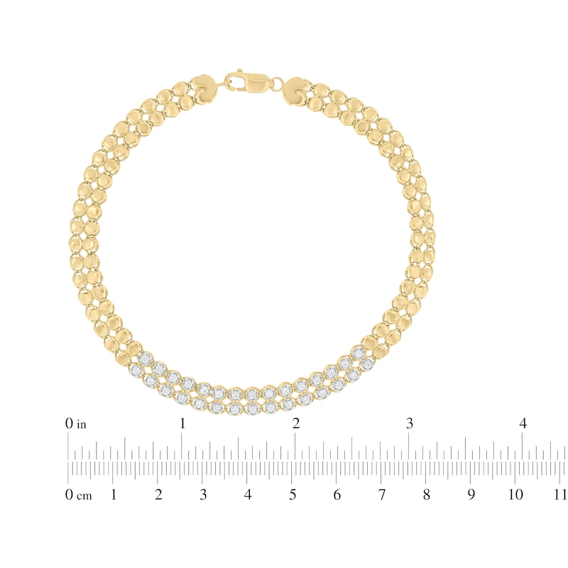 Diamond Two-Row Vintage-Style Bracelet 1/3 ct tw 10K Yellow Gold 7"