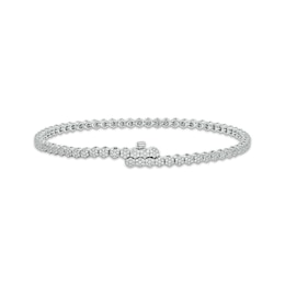 Multi-Diamond Flower Link Bracelet with Magnetic Clasp 1-1/2 ct tw 10K White Gold 7"