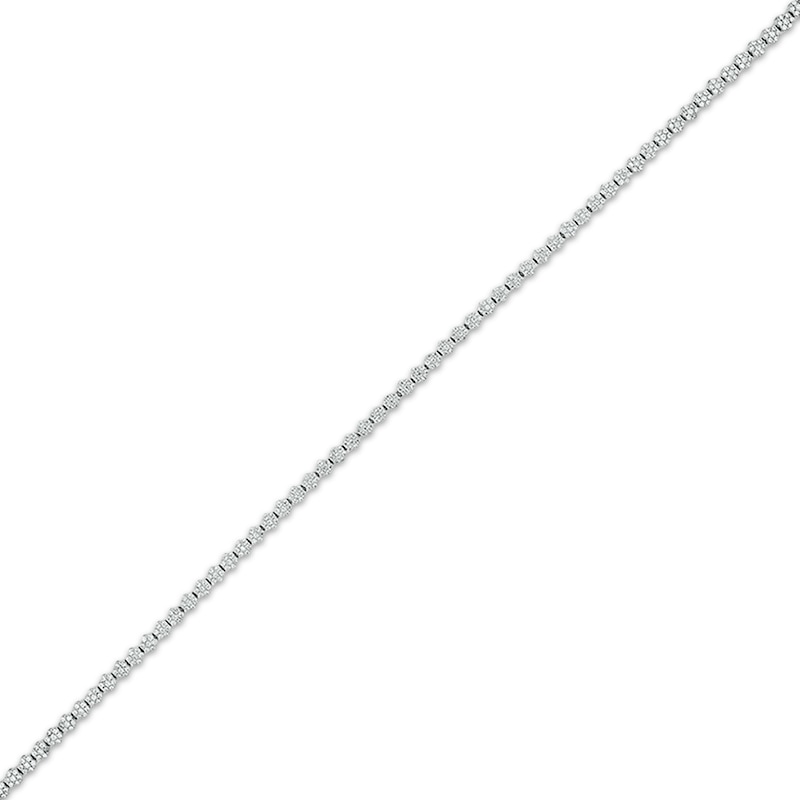 Multi-Diamond Flower Link Bracelet with Magnetic Clasp 1-1/2 ct tw 10K White Gold 7"