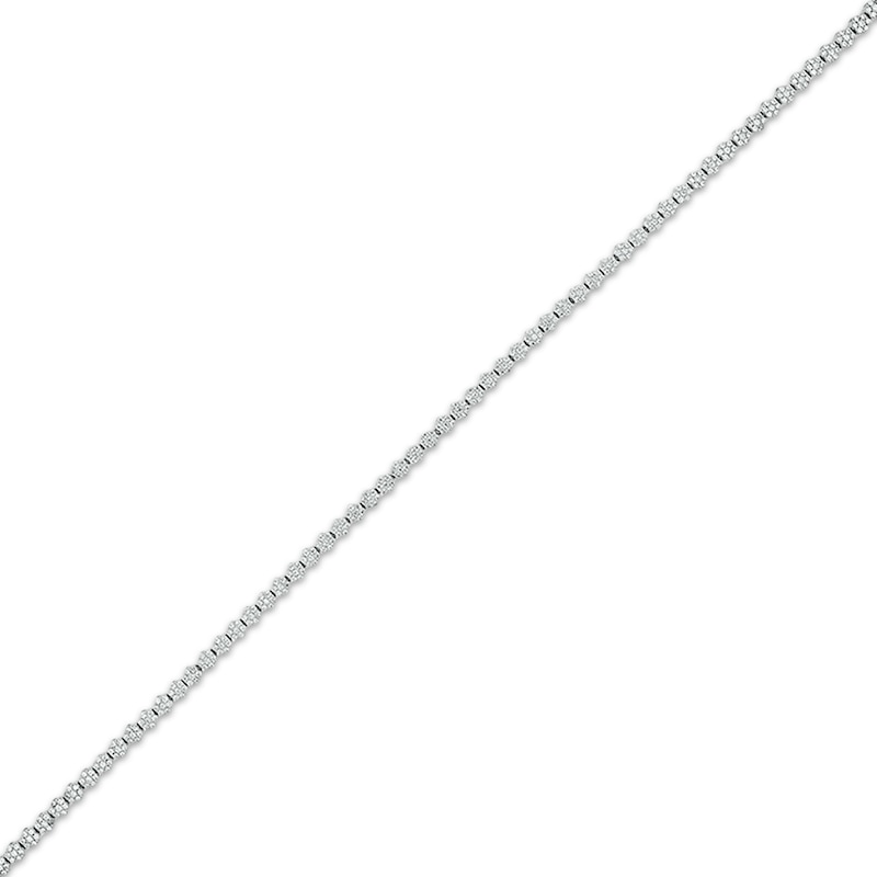 Main Image 2 of Multi-Diamond Flower Link Bracelet with Magnetic Clasp 1-1/2 ct tw 10K White Gold 7&quot;