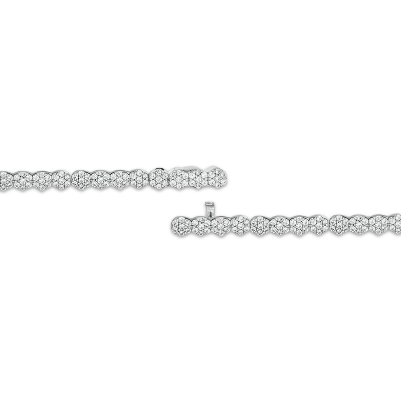Multi-Diamond Flower Link Bracelet with Magnetic Clasp 1-1/2 ct tw 10K White Gold 7"