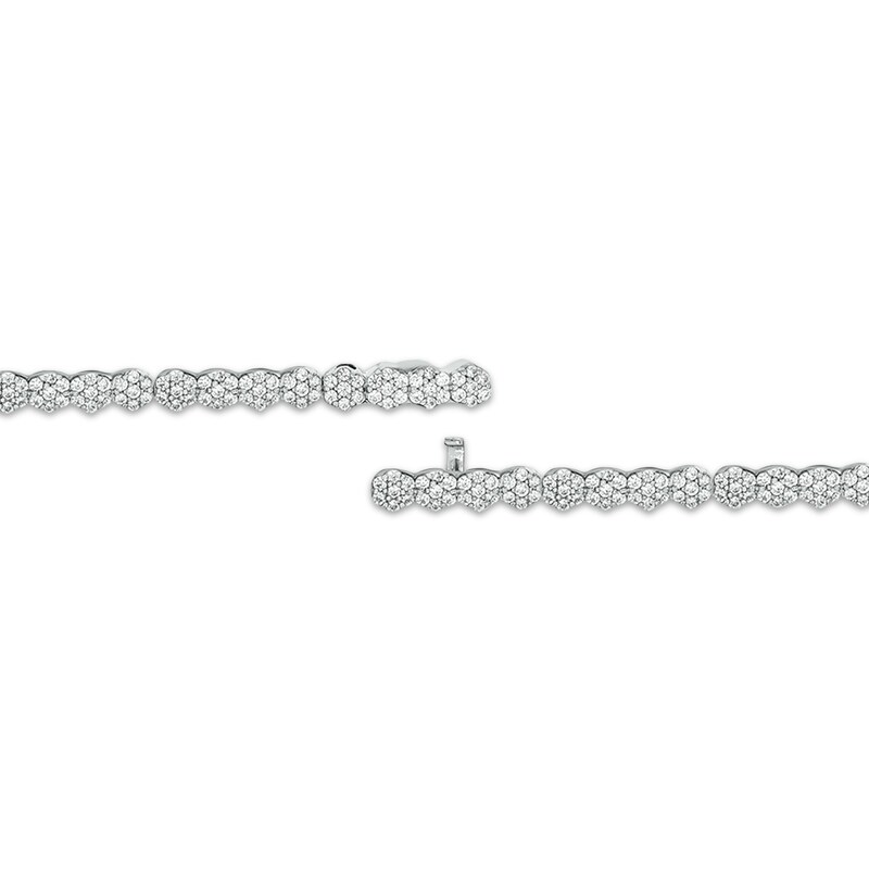 Main Image 3 of Multi-Diamond Flower Link Bracelet with Magnetic Clasp 1-1/2 ct tw 10K White Gold 7&quot;