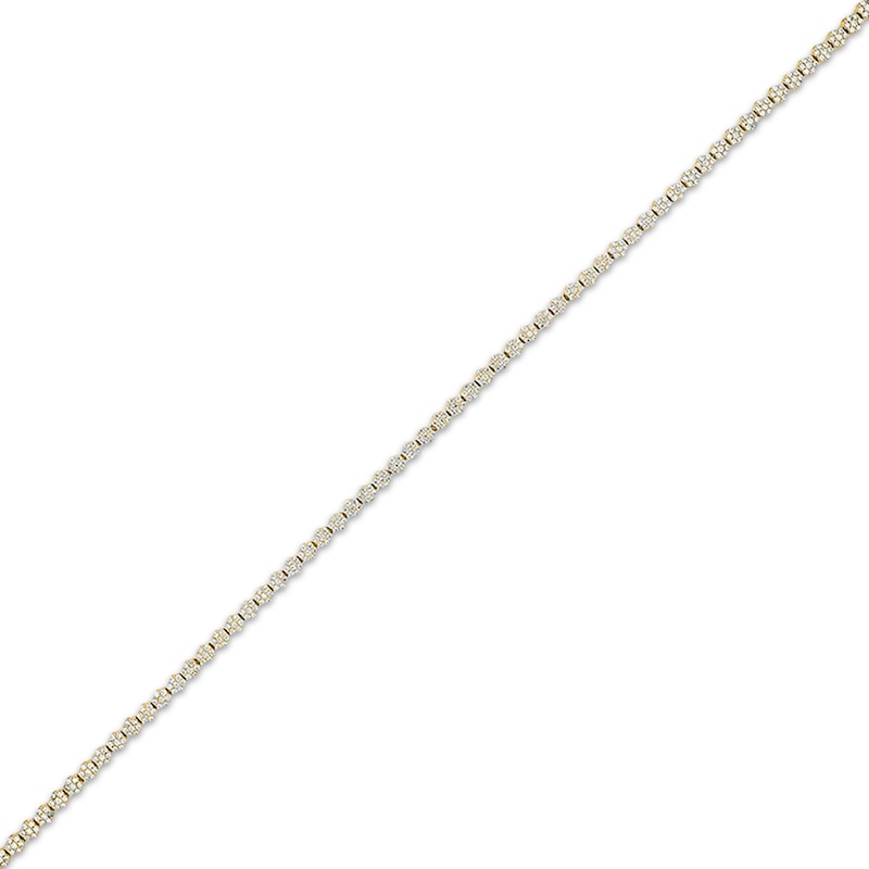 Main Image 2 of Multi-Diamond Flower Link Bracelet with Magnetic Clasp 1-1/2 ct tw 10K Yellow Gold 7&quot;