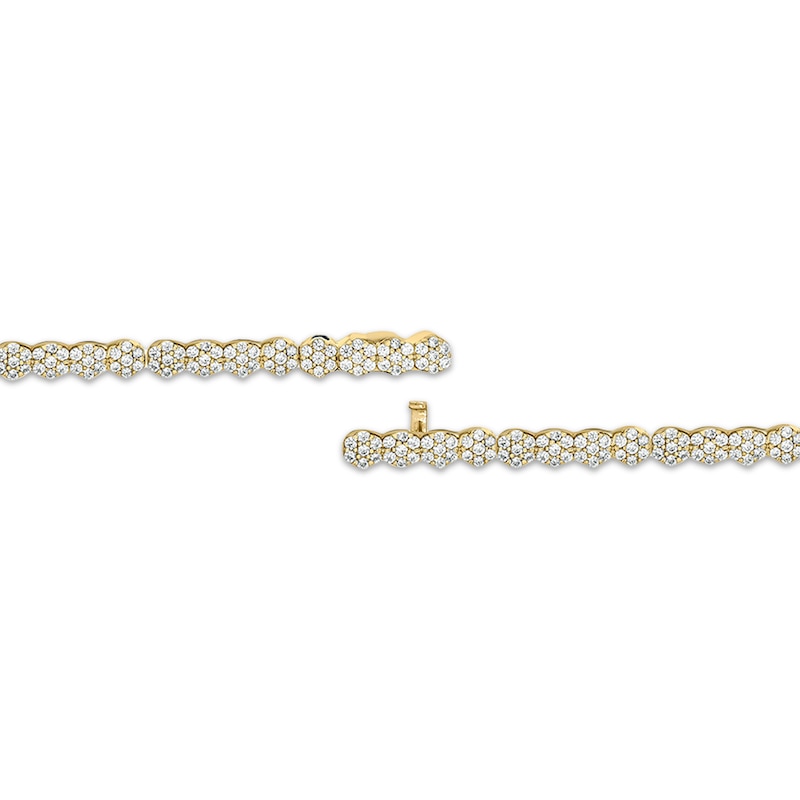 Multi-Diamond Flower Link Bracelet with Magnetic Clasp 1-1/2 ct tw 10K Yellow Gold 7"