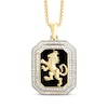 Thumbnail Image 0 of Men's Diamond & Black Onyx Lion Crest Octagon Necklace 3/4 ct tw 10K Yellow Gold 22"