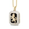 Thumbnail Image 1 of Men's Diamond & Black Onyx Lion Crest Octagon Necklace 3/4 ct tw 10K Yellow Gold 22"