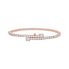 Thumbnail Image 1 of Baguette & Round-Cut Diamond Tennis Bracelet with Magnetic Clasp 3 ct tw 10K Rose Gold 7&quot;