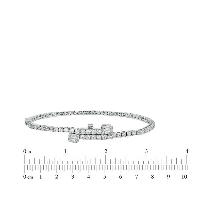 Baguette & Round-Cut Diamond Tennis Bracelet with Magnetic Clasp 3 ct tw 10K White Gold 7"