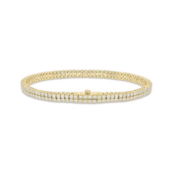 Diamond Double-Row Endless Bracelet with Magnetic Clasp 4 ct tw 10K Yellow Gold 7"
