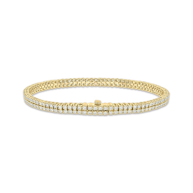 Main Image 1 of Diamond Double-Row Endless Bracelet with Magnetic Clasp 4 ct tw 10K Yellow Gold 7&quot;