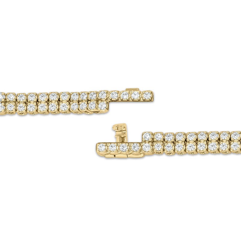 Main Image 3 of Diamond Double-Row Endless Bracelet with Magnetic Clasp 4 ct tw 10K Yellow Gold 7&quot;