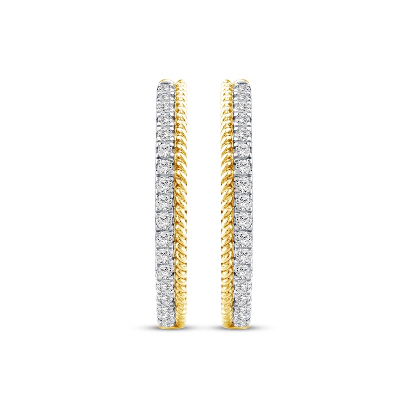 Main Image 2 of Threads of Love Diamond Hoop Earrings 1/4 ct tw 10K Yellow Gold
