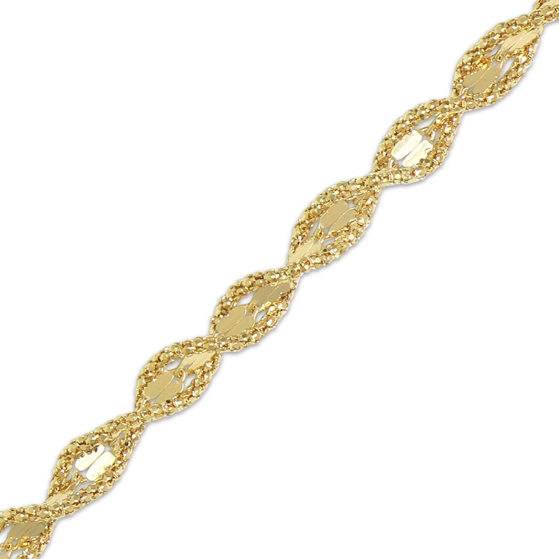 Main Image 2 of Glitter-Edge Fancy Chain Necklace Solid 10K Yellow Gold 18&quot;