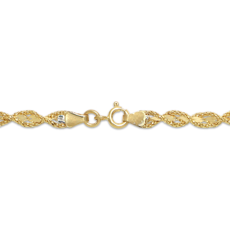 Main Image 3 of Glitter-Edge Fancy Chain Necklace Solid 10K Yellow Gold 18&quot;