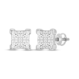 Men's KAY Lab-Grown Diamonds Quad Square-Cut Stud Earrings 1 ct tw 10K White Gold