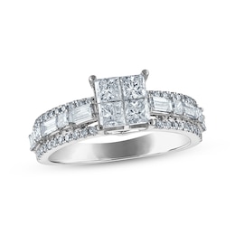 Now + Forever Princess-Cut Diamond Quad Engagement Ring 1-1/2 ct tw 14K White Gold