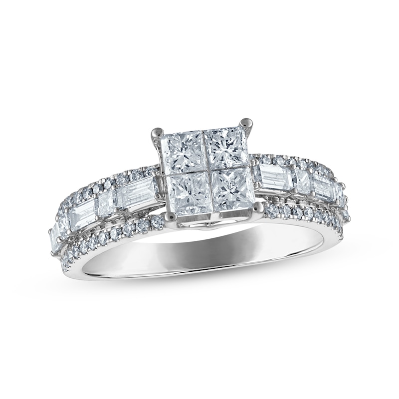 Main Image 1 of Now + Forever Princess-Cut Diamond Quad Engagement Ring 1-1/2 ct tw 14K White Gold