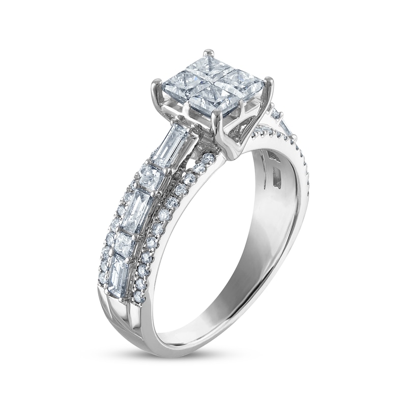 Main Image 2 of Now + Forever Princess-Cut Diamond Quad Engagement Ring 1-1/2 ct tw 14K White Gold