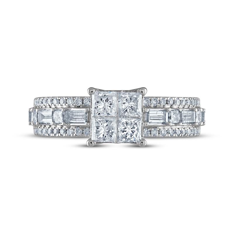 Main Image 3 of Now + Forever Princess-Cut Diamond Quad Engagement Ring 1-1/2 ct tw 14K White Gold