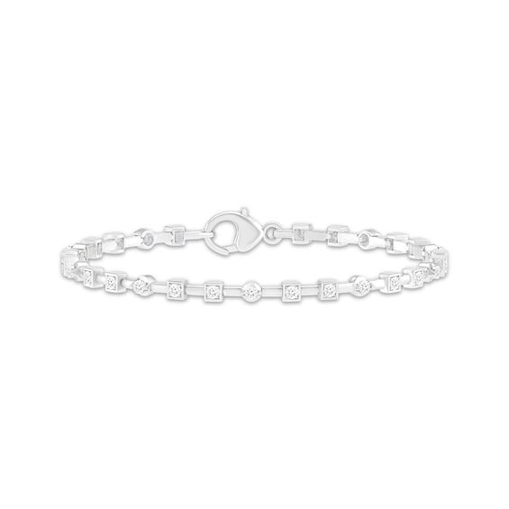 Diamond Link Bracelet 1/10 ct tw Sterling Silver 7"