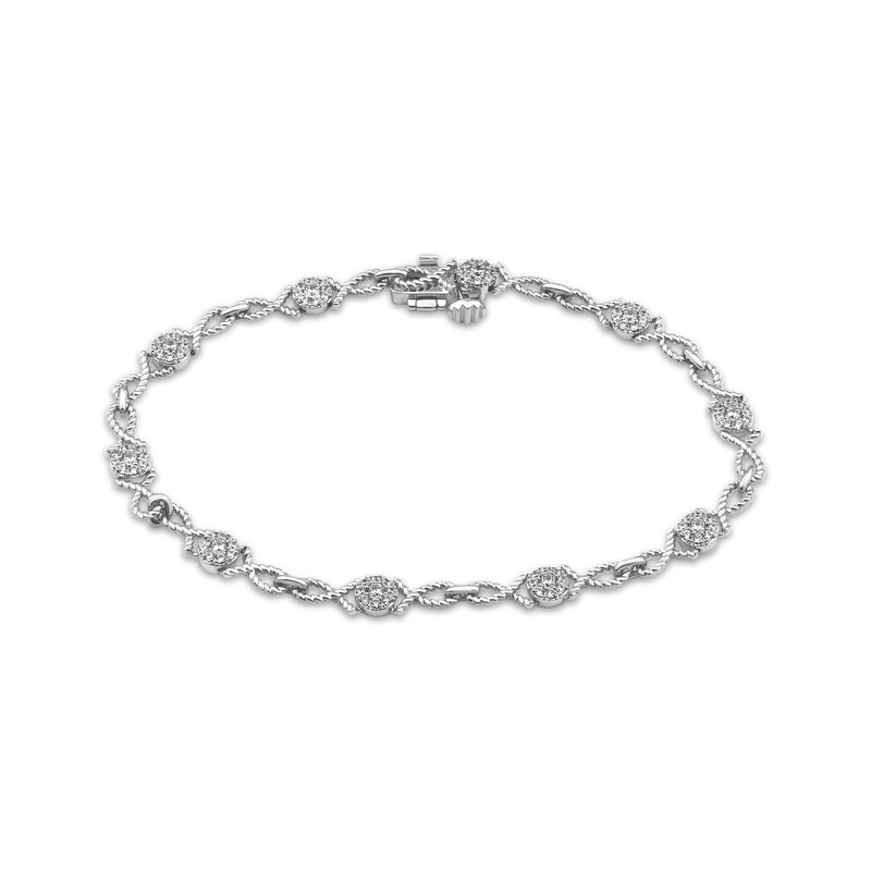 Main Image 1 of Threads of Love Diamond Twist Link Bracelet 3/4 ct tw 10K White Gold 7&quot;