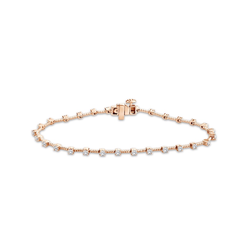 Main Image 1 of Threads of Love Diamond Station Bracelet 1 ct tw 10K Rose Gold 7&quot;