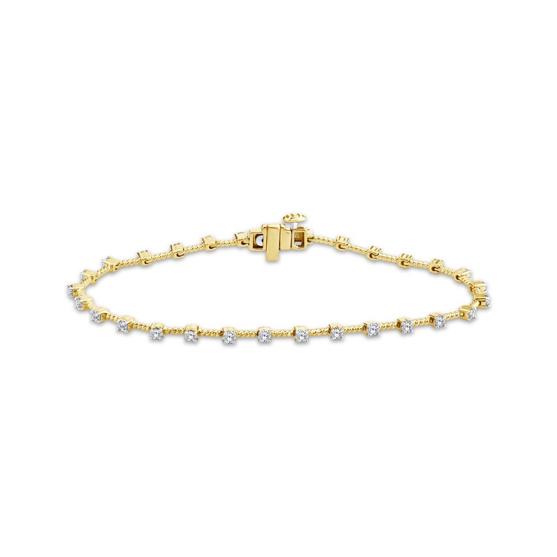 Main Image 1 of Threads of Love Diamond Station Bracelet 1 ct tw 10K Yellow Gold 7&quot;