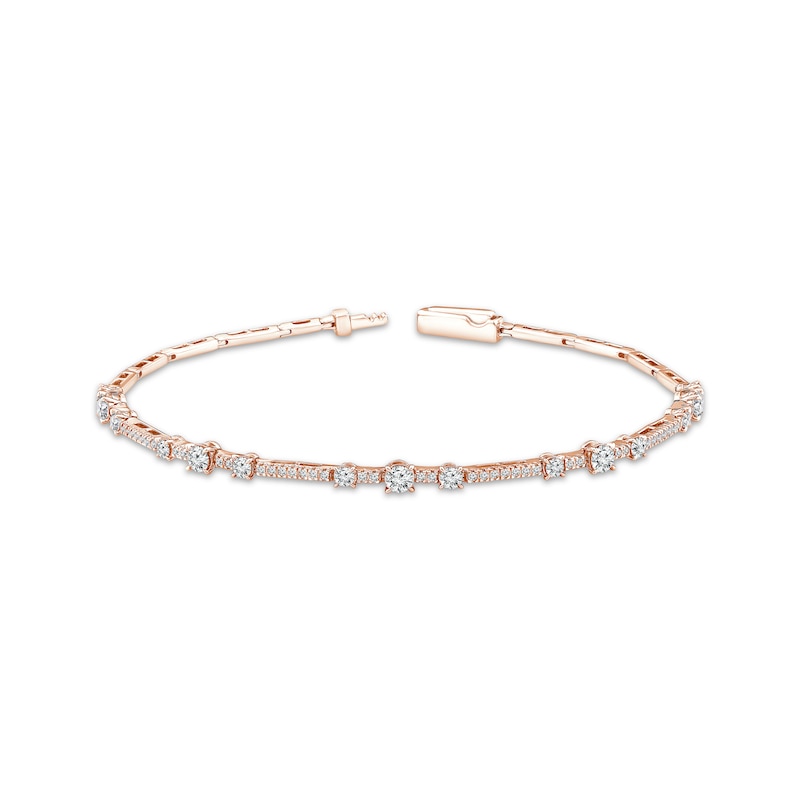 Main Image 1 of Memories Moments Magic Three-Stone Diamond Bracelet 1 ct tw 10K Rose Gold 7&quot;