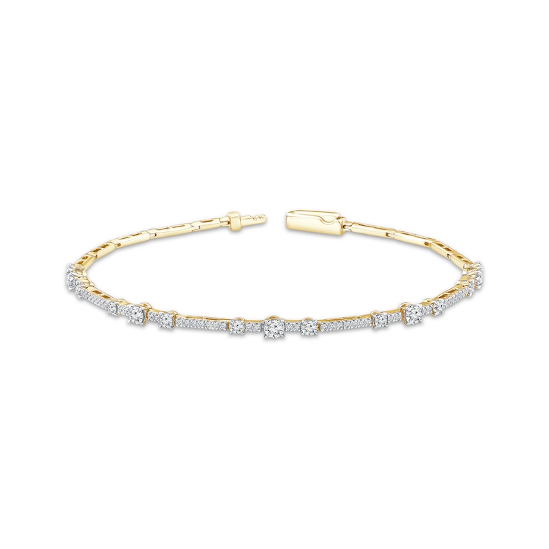 Main Image 1 of Memories Moments Magic Three-Stone Diamond Bracelet 1 ct tw 10K Yellow Gold 7&quot;