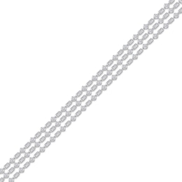 Baguette & Round-Cut Diamond Three-Row Bracelet 7 ct tw 14K White Gold 7"