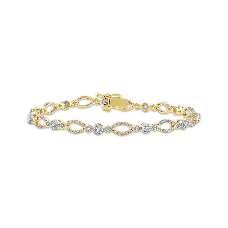 Main Image 1 of Diamond Open Marquise Link Bracelet 1 ct tw 10K Yellow Gold 7.25&quot;