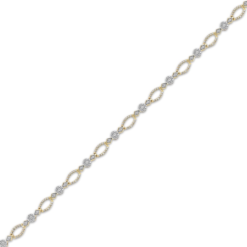 Main Image 2 of Diamond Open Marquise Link Bracelet 1 ct tw 10K Yellow Gold 7.25&quot;