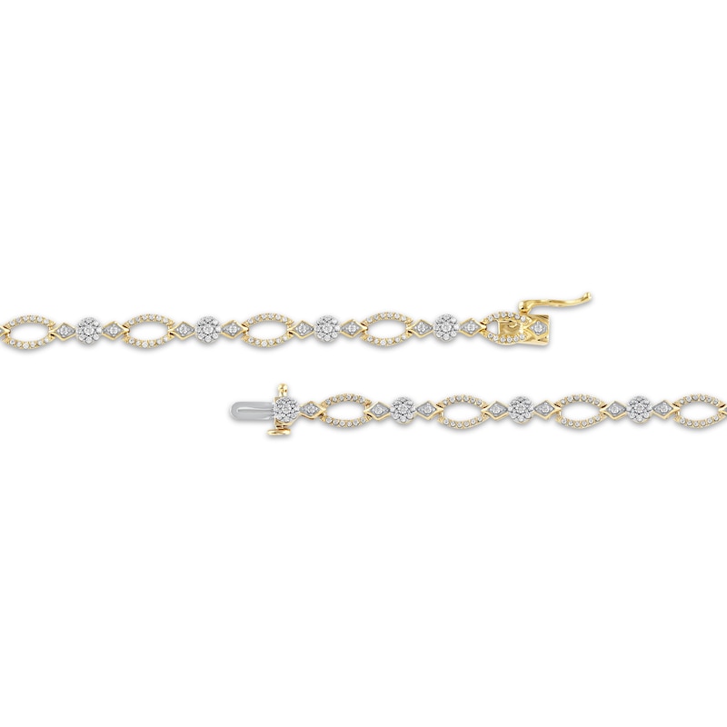 Main Image 3 of Diamond Open Marquise Link Bracelet 1 ct tw 10K Yellow Gold 7.25&quot;