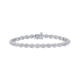 Multi-Diamond Oval-Shaped Link Bracelet 1 ct tw Sterling Silver 7"