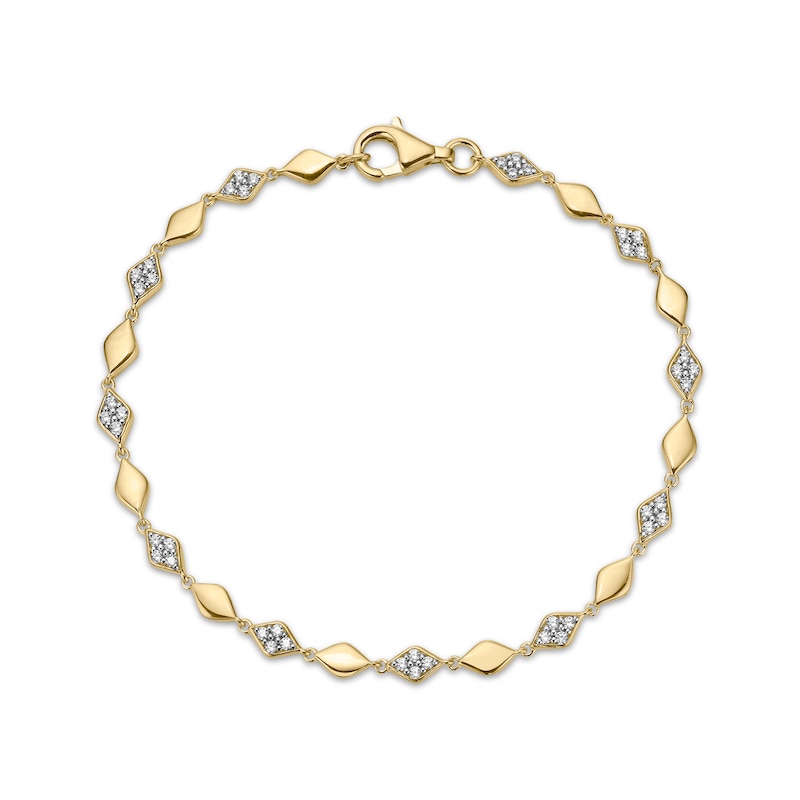 Main Image 1 of Multi-Diamond Alternating Marquise Link Bracelet 1/2 ct tw 10K Yellow Gold 7&quot;