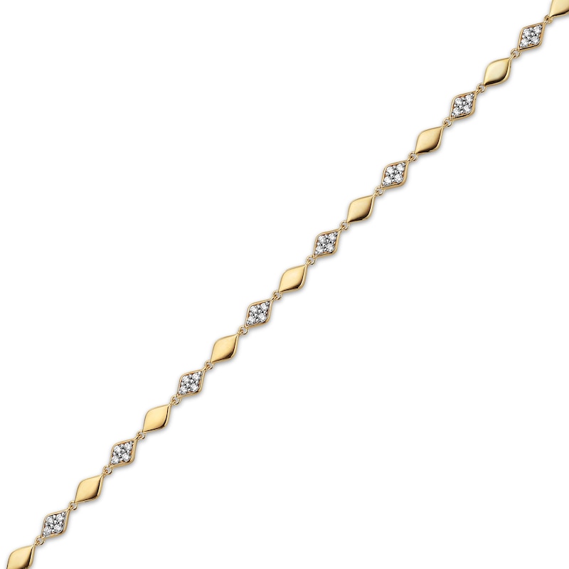 Main Image 2 of Multi-Diamond Alternating Marquise Link Bracelet 1/2 ct tw 10K Yellow Gold 7&quot;