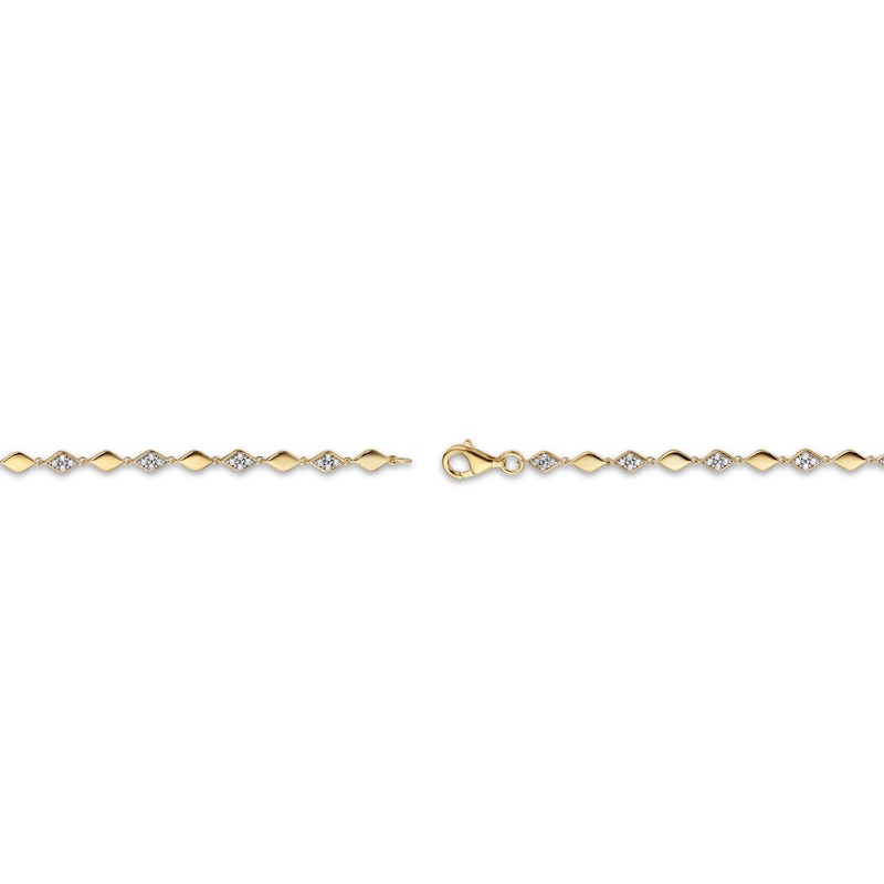 Main Image 3 of Multi-Diamond Alternating Marquise Link Bracelet 1/2 ct tw 10K Yellow Gold 7&quot;