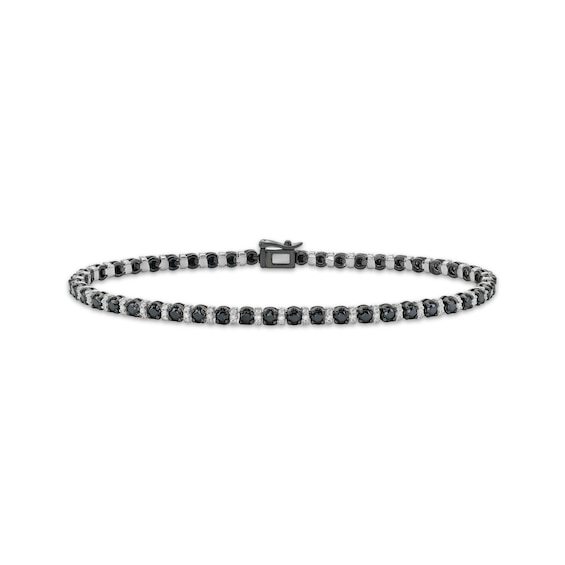 Men's Black & White Diamond Bracelet 3-1/2 ct tw Sterling Silver 8.5"