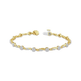Multi-Diamond Link Bracelet 1 ct tw 10K Yellow Gold 7"