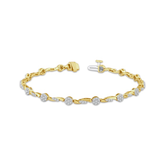 Multi-Diamond Link Bracelet 1 ct tw 10K Yellow Gold 7"