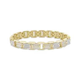 Men's Diamond Multi-Row Link Bracelet 1 ct tw 10K Yellow Gold 8.5"