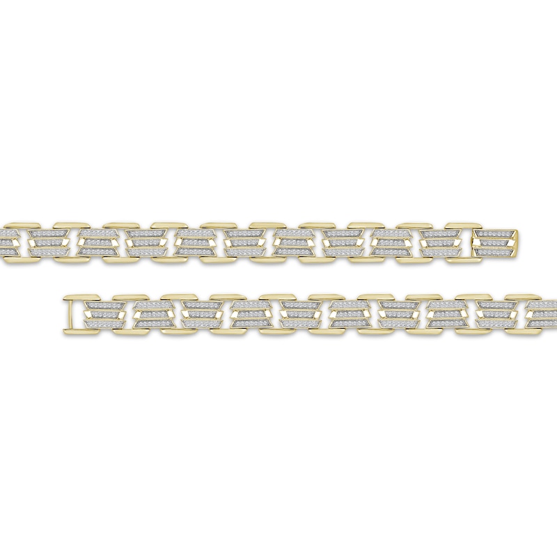 Main Image 2 of Men's Diamond Multi-Row Link Bracelet 1 ct tw 10K Yellow Gold 8.5&quot;
