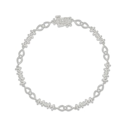 Diamond "Mom" Link Bracelet 1/10 ct tw Sterling Silver 7.25"