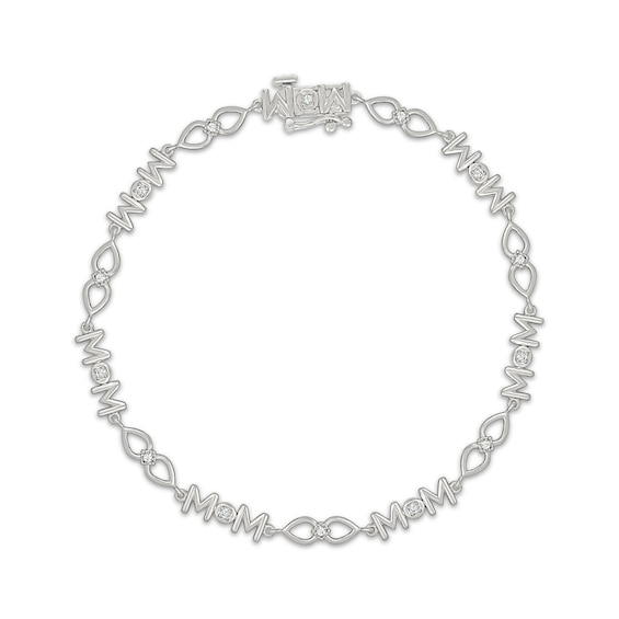 Diamond "Mom" Link Bracelet 1/10 ct tw Sterling Silver 7.25"